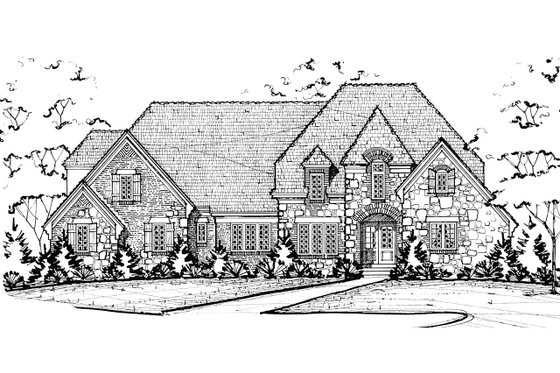Exterior - Front Elevation 3 for European House Plan #20-2276 - 5 bed, 5.5 bath