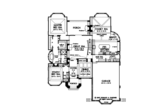 Floor Plan - Main Floor for European House Plan #929-834 - 5 bed, 4 bath