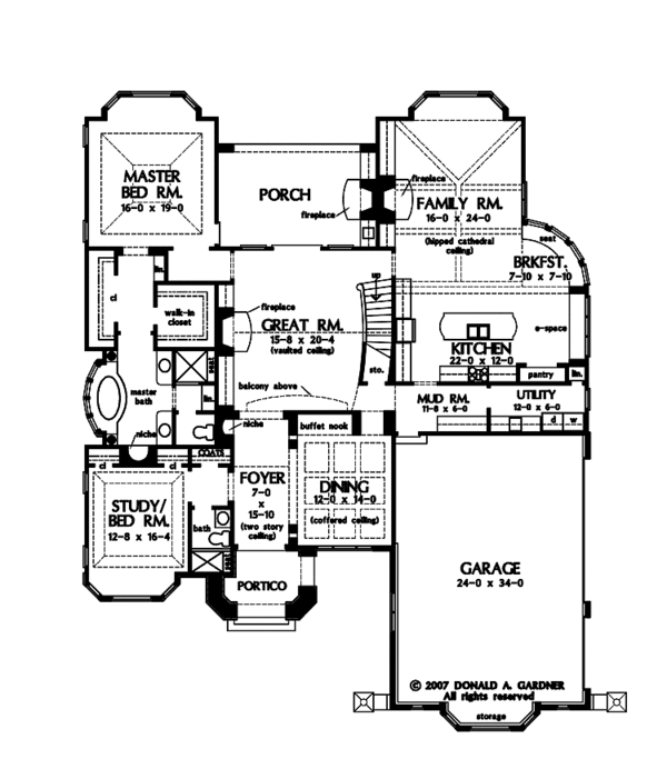 House Blueprint - European Floor Plan - Main Floor Plan #929-834