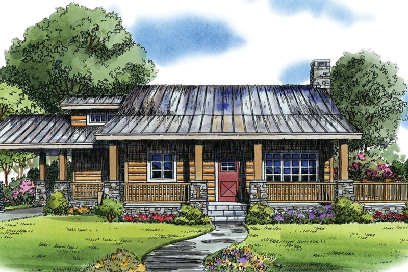 Architectural House Design - Exterior - Front Elevation 3 for Cabin House Plan #942-22 - 2 bed, 1 bath