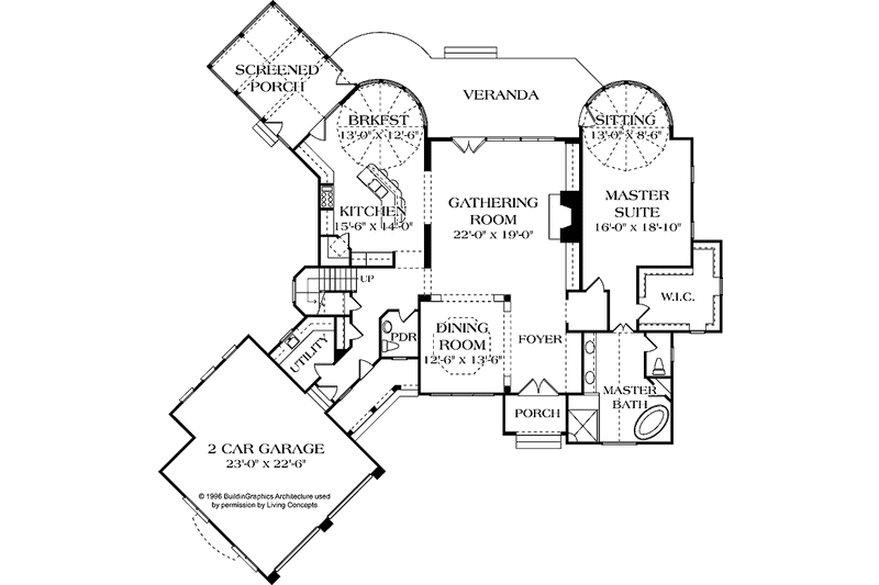 Dream House Plan - Floor Plan - Main Floor for European House Plan #453-544 - 2 bed, 2.5 bath