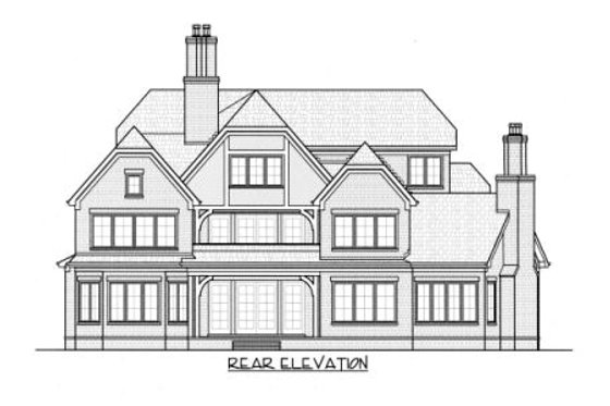 Exterior - Rear Elevation for European House Plan #413-866 - 4 bed, 5.5 bath