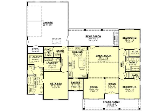 Floor Plan - Main Floor for Farmhouse House Plan #430-208 - 3 bed, 2.5 bath