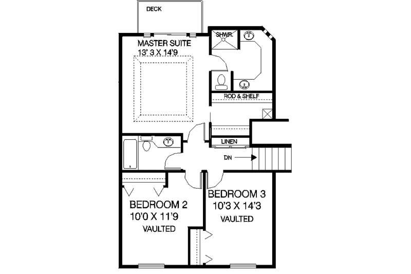 Home Plan - Floor Plan - Upper Floor for Contemporary House Plan #60-666 - 3 bed, 2.5 bath
