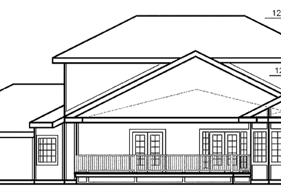 Exterior - Rear Elevation for Ranch House Plan #60-1026 - 4 bed, 2.5 bath