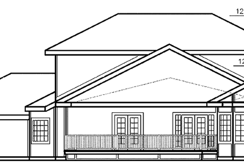 Home Plan - Exterior - Rear Elevation for Ranch House Plan #60-1026 - 4 bed, 2.5 bath