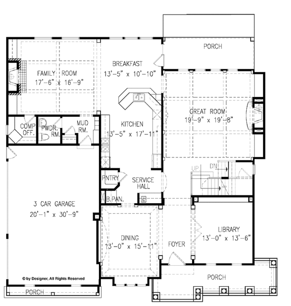 Dream House Plan - Country Floor Plan - Main Floor Plan #54-336