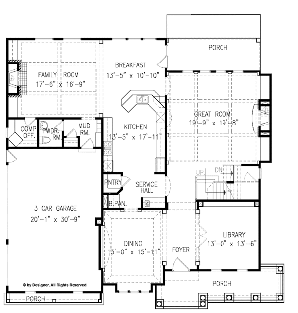 House Plan Design - Country Floor Plan - Main Floor Plan #54-336