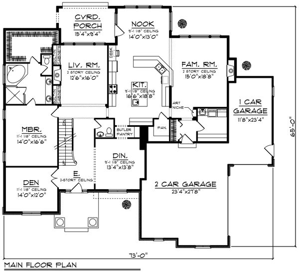 House Plan Design - Craftsman Floor Plan - Main Floor Plan #70-956