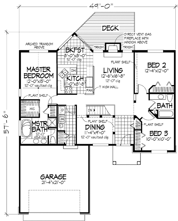 Architectural House Design - European Floor Plan - Main Floor Plan #320-1057