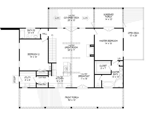 Floor Plan - Main Floor for Traditional House Plan #932-421 - 2 bed, 2 bath