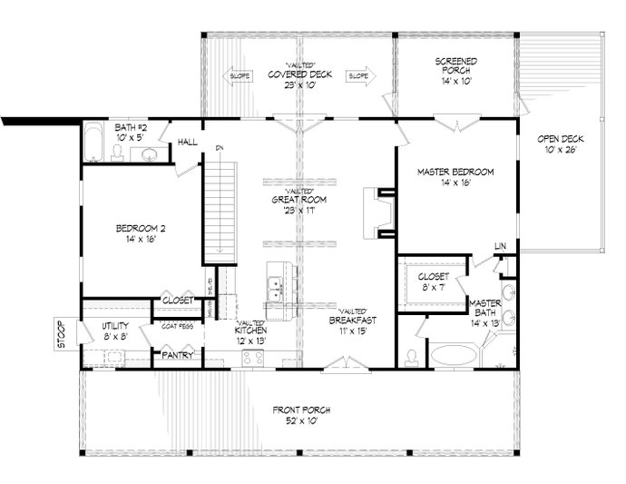 Traditional Style House Plan - 2 Beds 2 Baths 1560 Sq/Ft Plan #932-421 ...