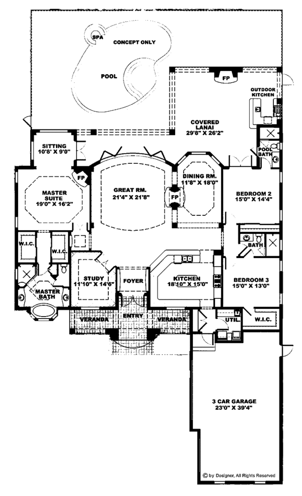 Home Plan - Mediterranean Floor Plan - Main Floor Plan #1017-55