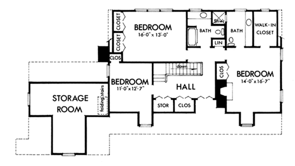 Architectural House Design - Colonial Floor Plan - Upper Floor Plan #320-1319