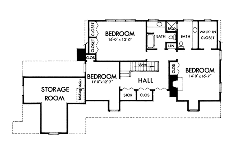 Dream House Plan - Floor Plan - Upper Floor for Colonial House Plan #320-1319 - 4 bed, 2.5 bath