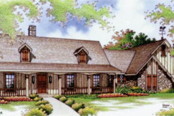 Exterior - Front Elevation 3 for Country House Plan #45-115 - 3 bed, 2 bath