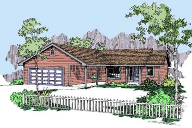 Architectural House Design - Ranch Exterior - Front Elevation Plan #60-448