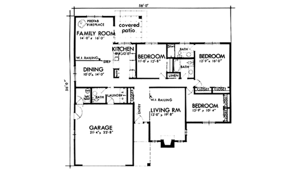 Architectural House Design - Adobe / Southwestern Floor Plan - Main Floor Plan #320-1372