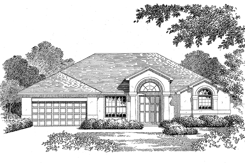 Home Plan - Exterior - Front Elevation 3 for Mediterranean House Plan #999-26 - 4 bed, 2 bath