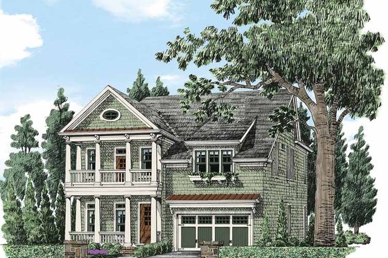 Exterior - Front Elevation 3 for Colonial House Plan #927-485 - 4 bed, 3.5 bath