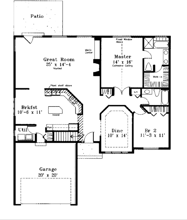 House Design - Ranch Floor Plan - Main Floor Plan #300-128