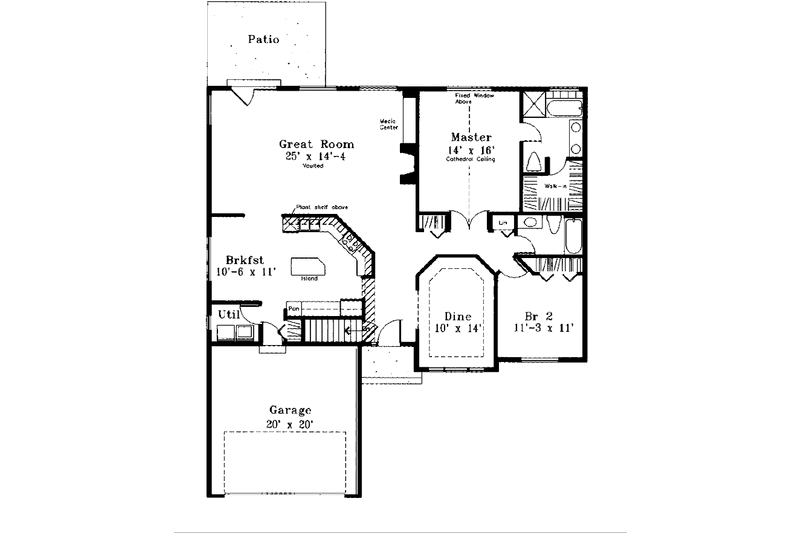 Home Plan - Floor Plan - Main Floor for Ranch House Plan #300-128 - 2 bed, 2 bath
