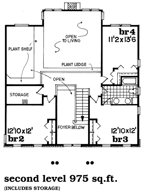 House Blueprint - Classical Floor Plan - Upper Floor Plan #47-1039
