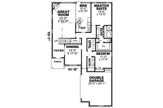 Floor Plan - Main Floor for European House Plan #34-198 - 4 bed, 3 bath