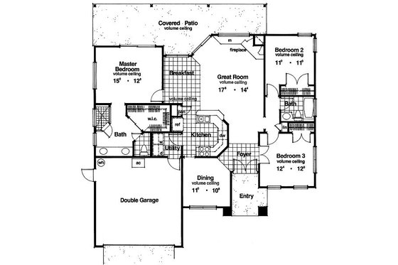 Floor Plan - Main Floor for Mediterranean House Plan #417-126 - 3 bed, 2 bath