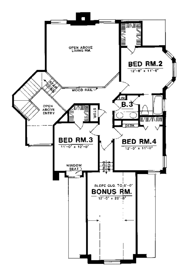 House Plan Design - Traditional Floor Plan - Upper Floor Plan #40-452