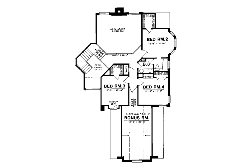 Home Plan - Floor Plan - Upper Floor for Traditional House Plan #40-452 - 4 bed, 3 bath