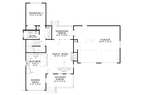 Floor Plan - Main Floor for Craftsman House Plan #17-3036 - 2 bed, 2 bath