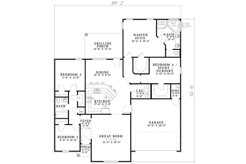 Dream House Plan - Floor Plan - Main Floor for Traditional House Plan #17-2094 - 4 bed, 2 bath