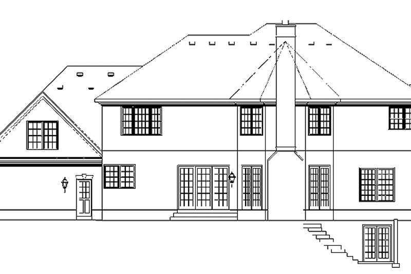 Home Plan - Exterior - Rear Elevation for European House Plan #953-128 - 6 bed, 5 bath