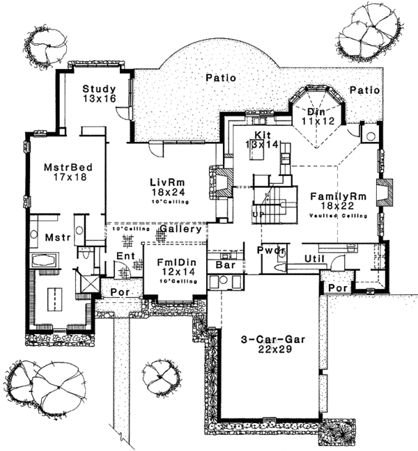 Architectural House Design - Country Floor Plan - Main Floor Plan #310-1073