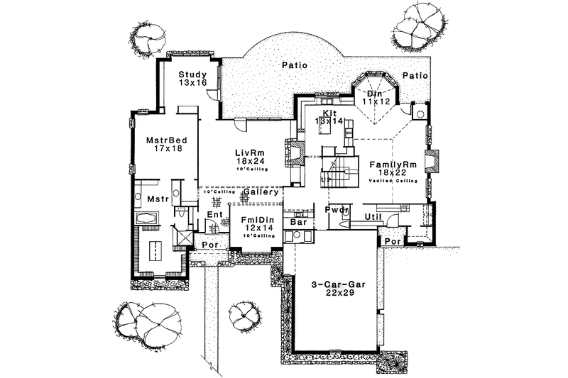 Home Plan - Floor Plan - Main Floor for Country House Plan #310-1073 - 4 bed, 3.5 bath