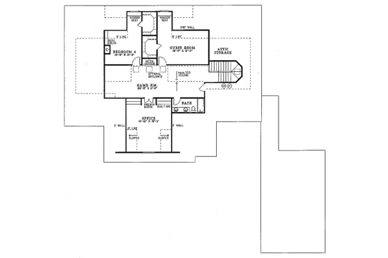 Floor Plan - Upper Floor for Southern House Plan #17-2004 - 5 bed, 3 bath