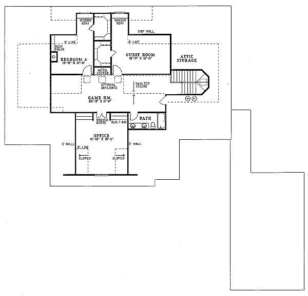 House Blueprint - Southern Floor Plan - Upper Floor Plan #17-2004