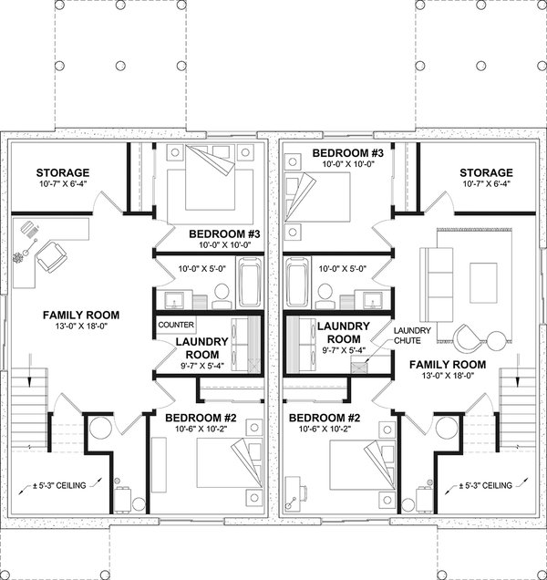 House Blueprint - Farmhouse Floor Plan - Lower Floor Plan #23-2863