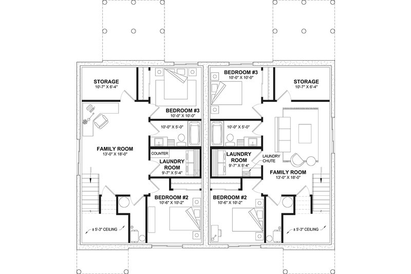 House Blueprint - Floor Plan - Lower Floor for Farmhouse House Plan #23-2863 - 3 bed, 2 bath