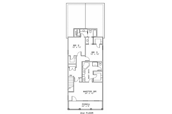 Floor Plan - Upper Floor for Traditional House Plan #8-174 - 3 bed, 2.5 bath