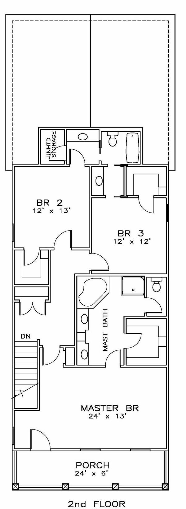 Traditional Floor Plan - Upper Floor Plan #8-174