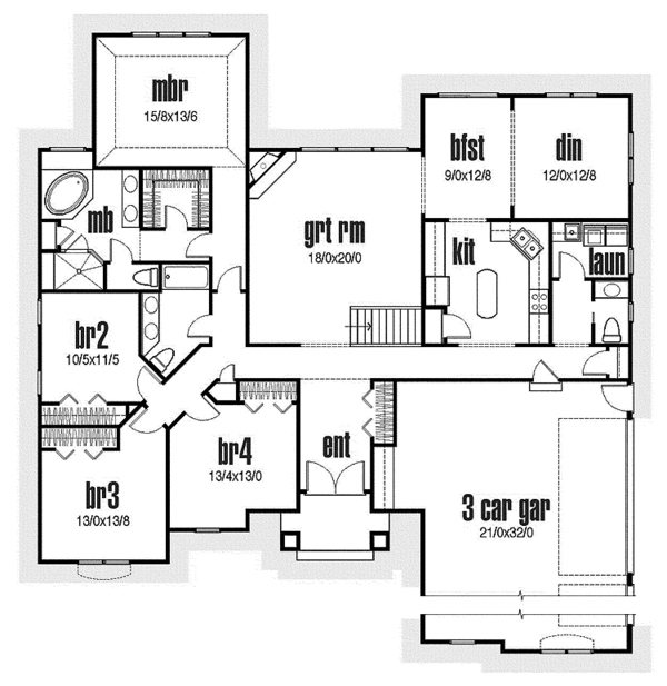 House Plan Design - Traditional Floor Plan - Main Floor Plan #435-19