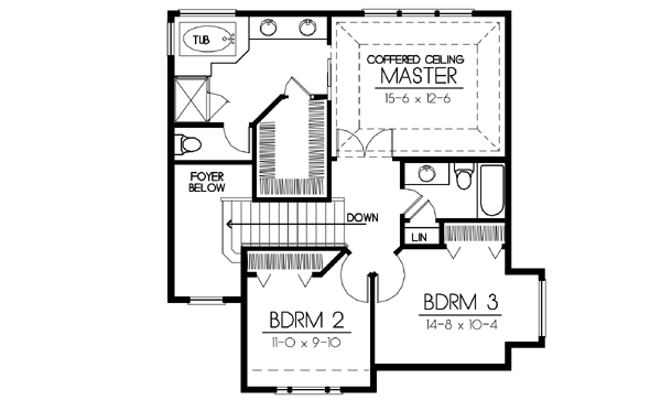 Traditional Floor Plan - Upper Floor Plan #100-431