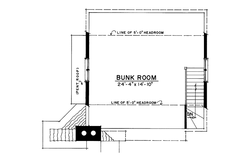 House Design - Floor Plan - Upper Floor for European House Plan #1016-65 - 1 bed, 1 bath