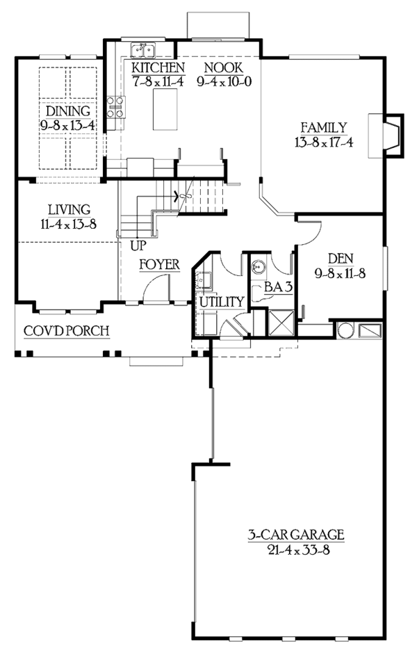 House Plan Design - Craftsman Floor Plan - Main Floor Plan #132-263