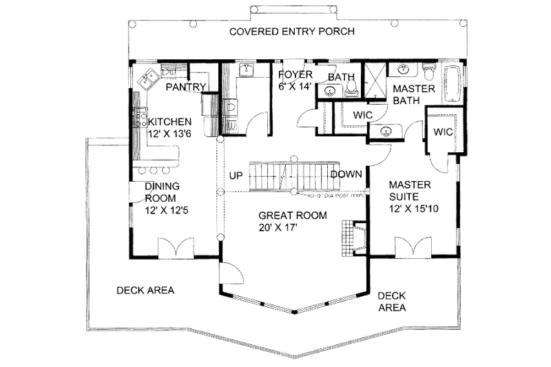 Architectural House Design - Floor Plan - Main Floor for Cabin House Plan #117-777 - 3 bed, 2.5 bath