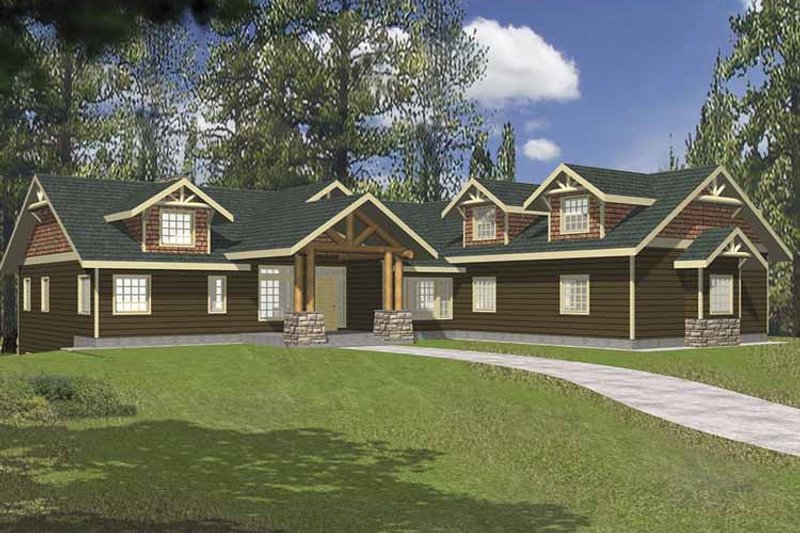 Dream House Plan - Exterior - Front Elevation 3 for Ranch House Plan #117-811 - 5 bed, 3 bath