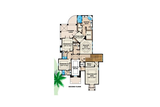 Floor Plan - Upper Floor for Beach House Plan #27-527 - 4 bed, 4.5 bath