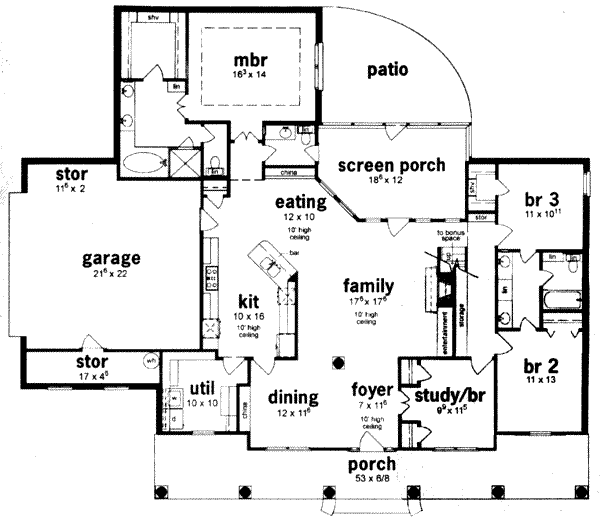Southern Floor Plan - Main Floor Plan #36-342